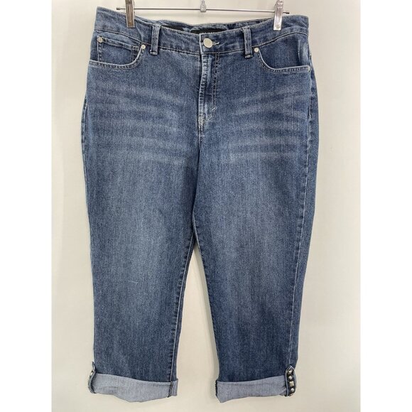 Nine West Eastend Capri Jeans Cropped Roll Cuff Denim Womens 12 - Picture 1 of 12
